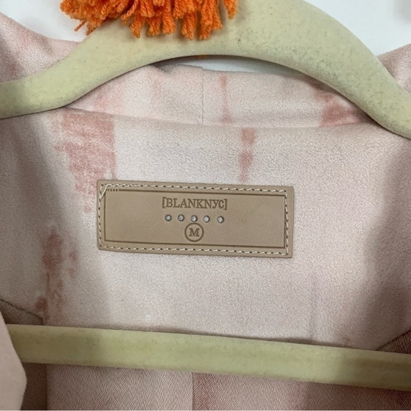 Blank NYC Pink Tie Dye Faux Suede Drape Front Moto Jacket Size Medium - Picture 3 of 16